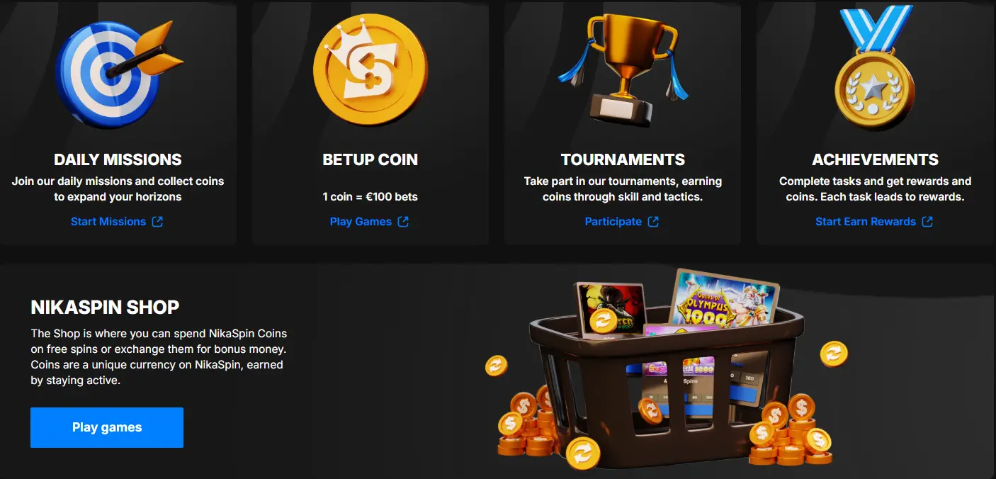 NikaSpinsCasino bonuses